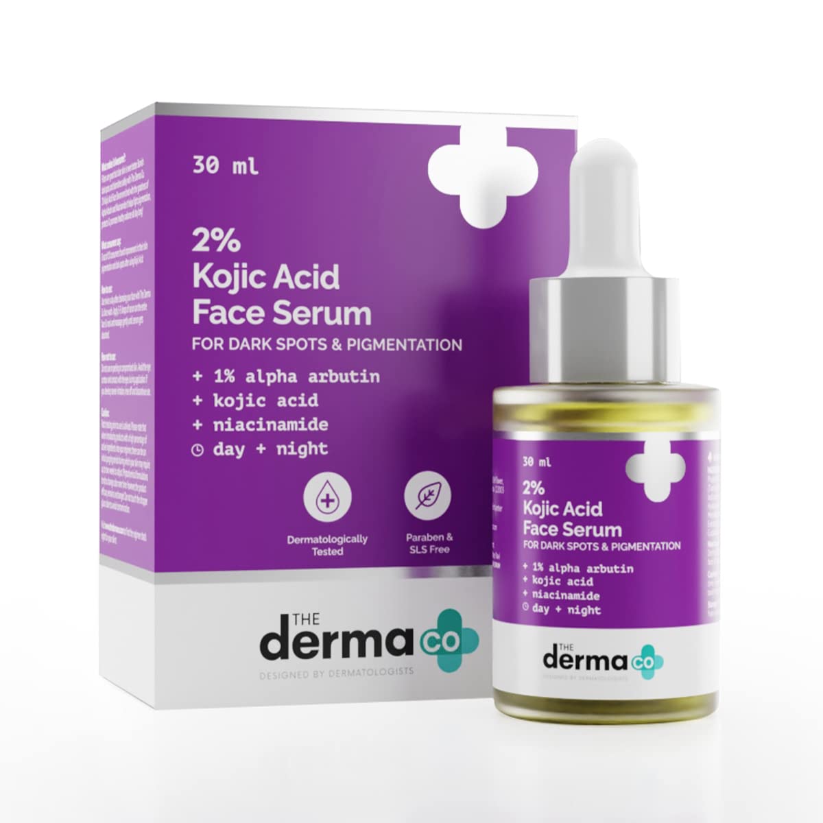 THE DERMA CO 2% KOJIC ACID FACE SERUM WITH 1% ALPHA ARBUTIN & NIACINAMIDE REDUCES DARK SPOTS 30ML