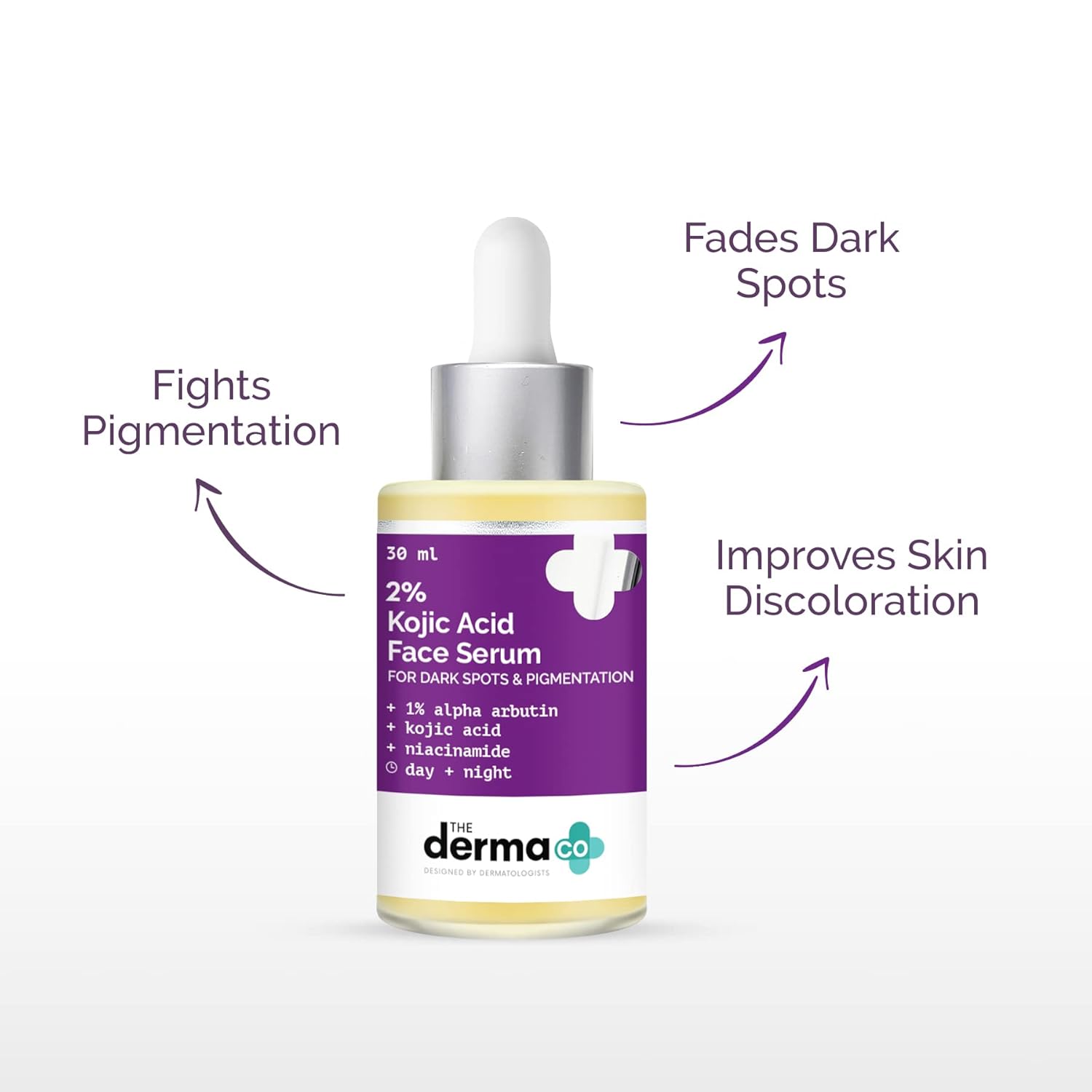 THE DERMA CO 2% KOJIC ACID FACE SERUM WITH 1% ALPHA ARBUTIN & NIACINAMIDE REDUCES DARK SPOTS 30ML