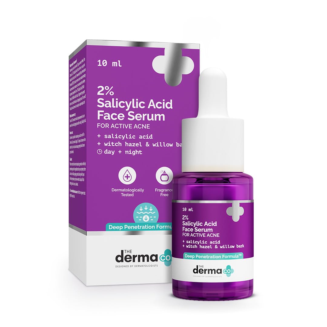 THE DERMA CO 2% SALICYLIC ACID FACE SERUM REDUCES ACNE & BLACKHEADS TIGHTENS PORES 10ML