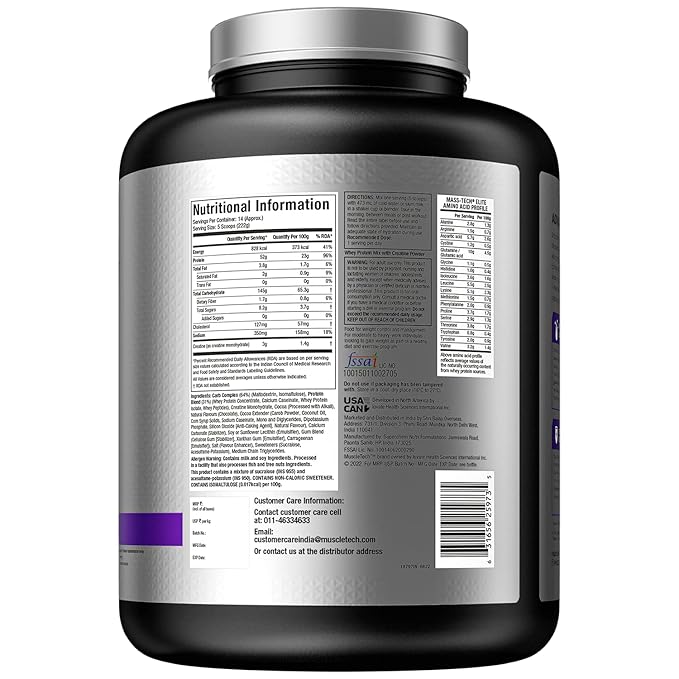 MUSCLETECH MASS-TECH ELITE ADVANCE HIGH PROTEIN MASS GAINER POWDER CHOCOLATE FUDGE CAKE 3KG