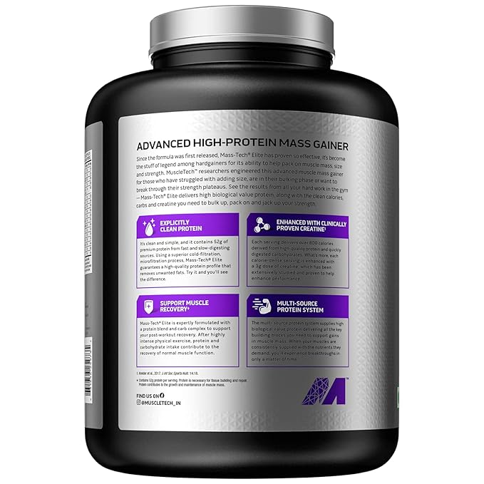 MUSCLETECH MASS-TECH ELITE ADVANCE HIGH PROTEIN MASS GAINER POWDER CHOCOLATE FUDGE CAKE 3KG