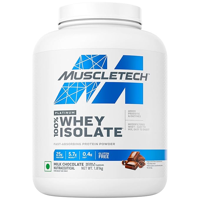 MUSCLETECH PLATINUM 100% WHEY ISOLATE, PROTEIN POWDER FOR MUSCLE GAIN MILK CHOCOLATE1.8KG