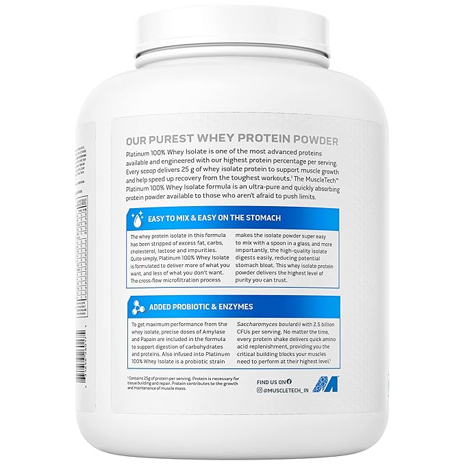 MUSCLETECH PLATINUM 100% WHEY ISOLATE, PROTEIN POWDER FOR MUSCLE GAIN MILK CHOCOLATE1.8KG
