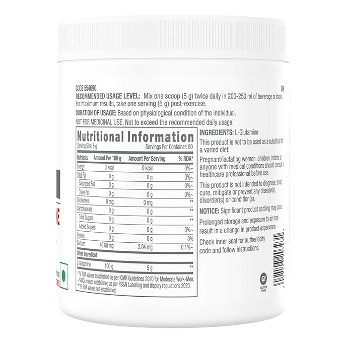 GNC PRO PERFORMANCE L-GLUTAMINE 5000 MG UNFLAVOURED 250 GM