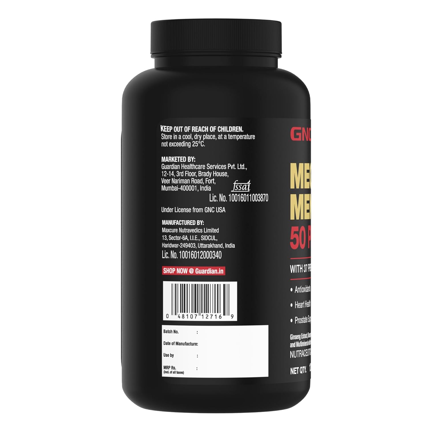 GNC MEGA MEN 50 PLUS MULTIVITAMIN 37 PREMIUM INGREDIENTS PROMOTES PROSTATE HEALTH 120 TABLETS