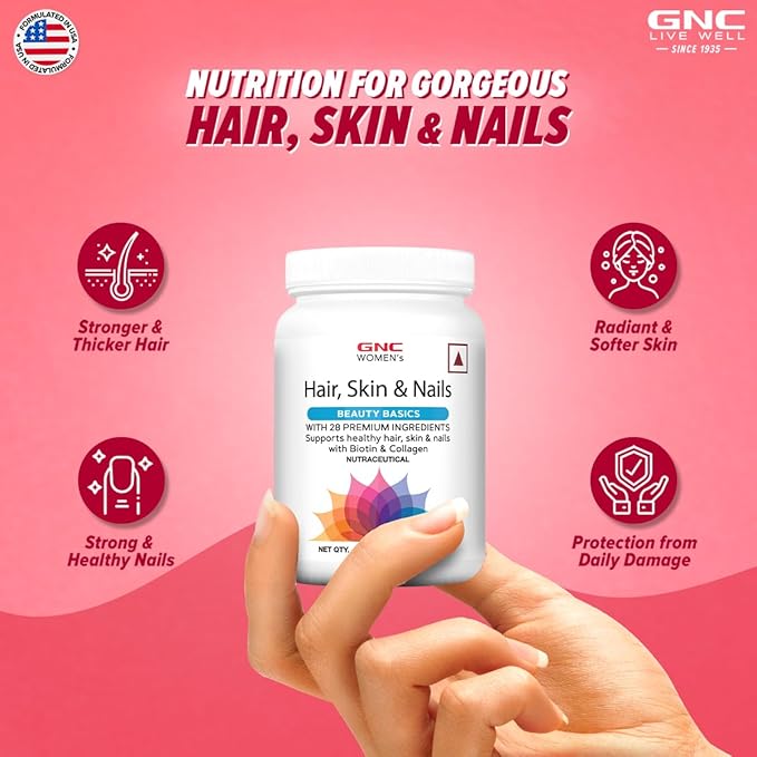 GNC WOMEN'S HAIR, SKIN AND NAILS MULTIVITAMIN WITH BIOTIN FOR WOMEN 120 TABLETS
