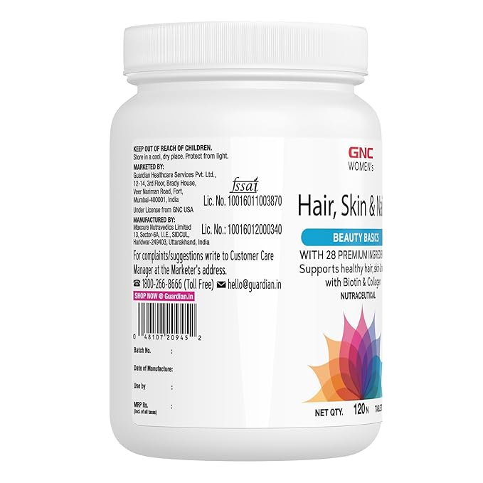 GNC WOMEN'S HAIR, SKIN AND NAILS MULTIVITAMIN WITH BIOTIN FOR WOMEN 120 TABLETS