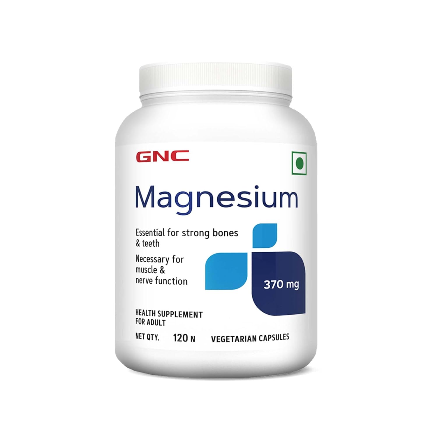 GNC MAGNESIUM 370MG FOR BONE STRENGTH, MUSCLE & NERVE FUNCTION, STRESS RELIEF 120 CAPSULES