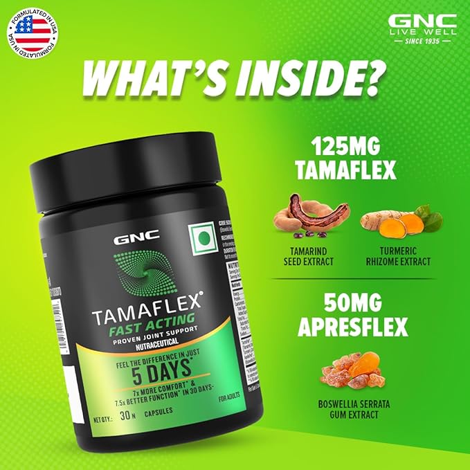 GNC TAMAFLEX FAST-ACTING JOINT COMFORT IN 5 DAYS RELIVES PAIN  30 CAPSULES