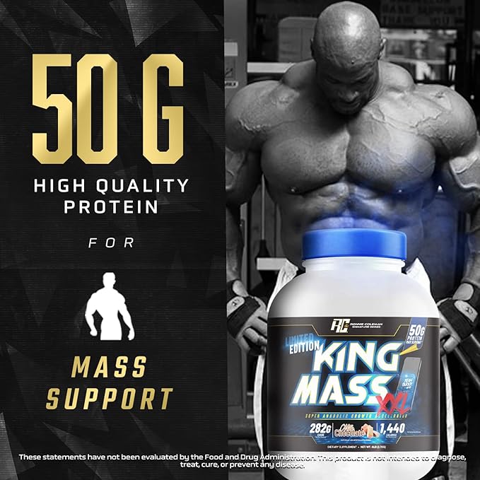 RONNIE COLEMAN SIGNATURE SERIES KING MASS XXL MASS GAINER PROTEIN POWDER VANILLA 6LBS