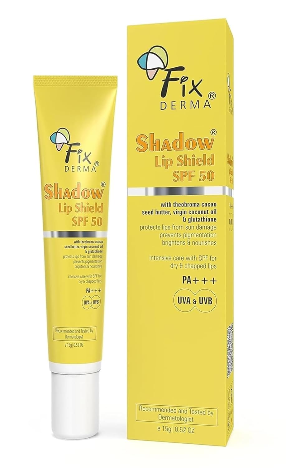 FIXDERMA SHADOW SPF 50 LIP SHIELD PA+++ LIP BALM UVA & UVB- YELLOW 15GM