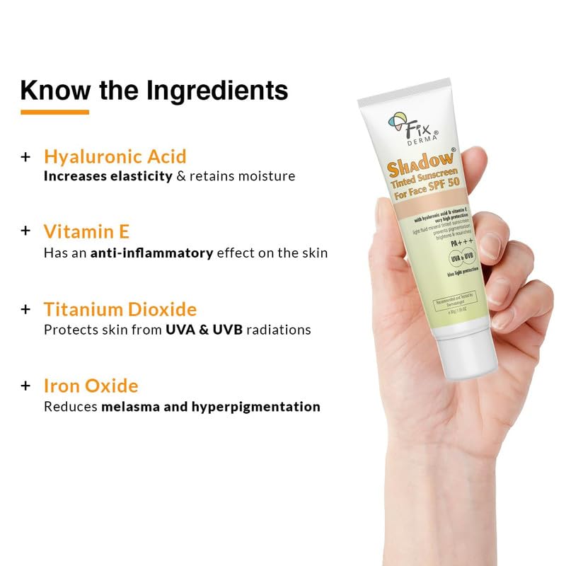 FIXDERMA SHADOW TINTED SUNSCREEN SPF 50 PA+++ TINTED FOUNDATION LIKE FINISH 30GM