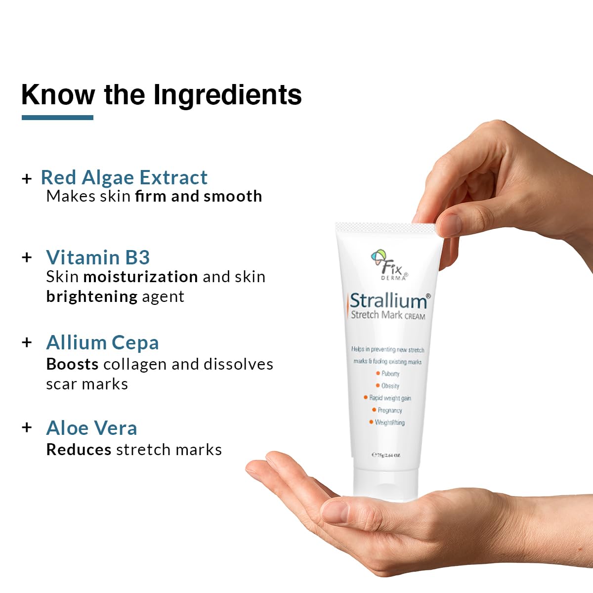 FIXDERMA STRALLIUM STRETCH MARK , REMOVES PREGNANCY STRETCH MARKS 75GM