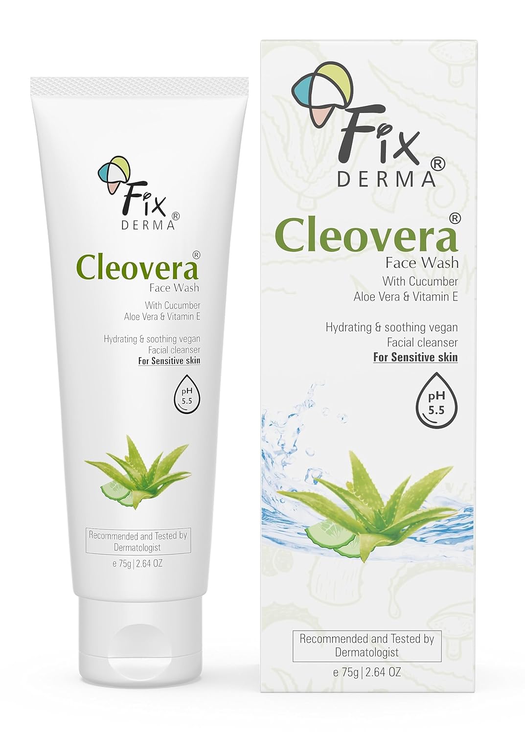 FIXDERMA CLEOVERA, ALOE VERA FACE WASH WITH VITAMIN E 75GM