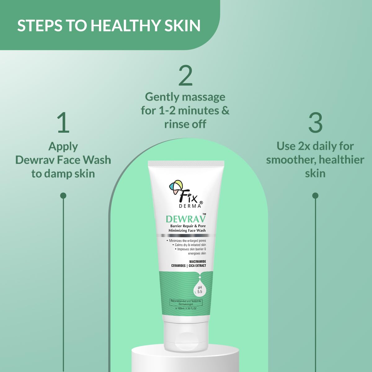 FIXDERMA DEWRAV BARRIER REPAIR & PORE MINIMIZING WITH 2% NIACINAMIDE FACE WASH 100ML