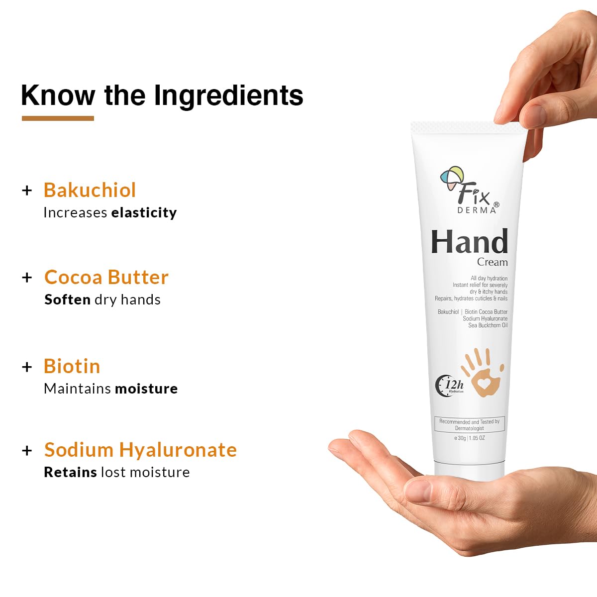 FIXDERMA HAND CREAM FOR WOMEN & MEN FOR DRY AND ROUGH HANDS 30GM