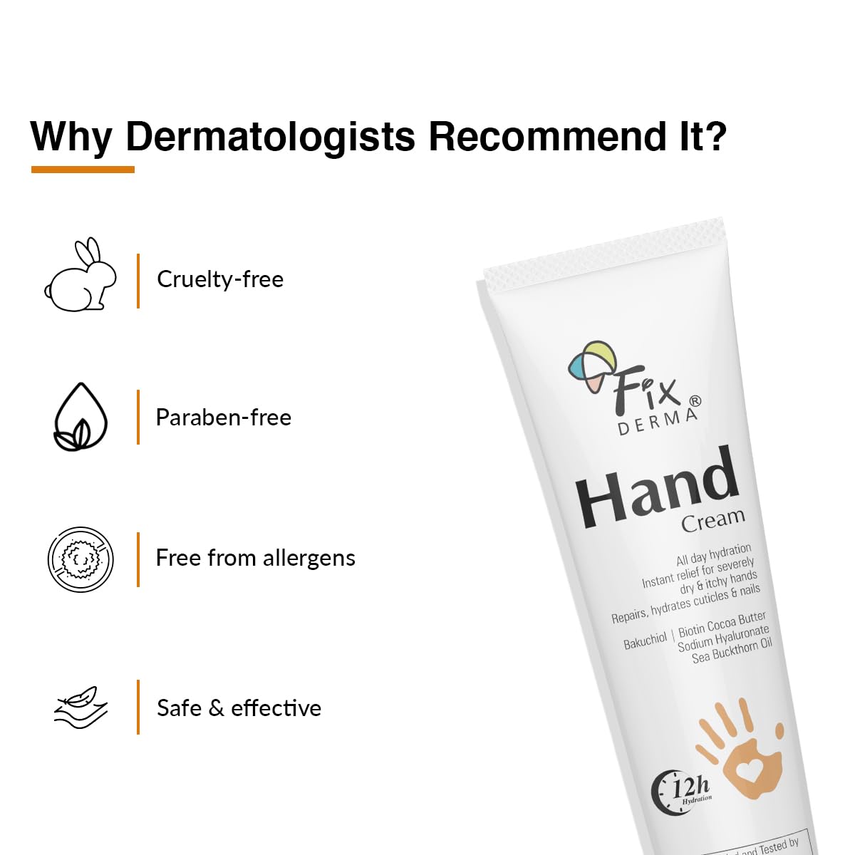 FIXDERMA HAND CREAM FOR WOMEN & MEN FOR DRY AND ROUGH HANDS 30GM