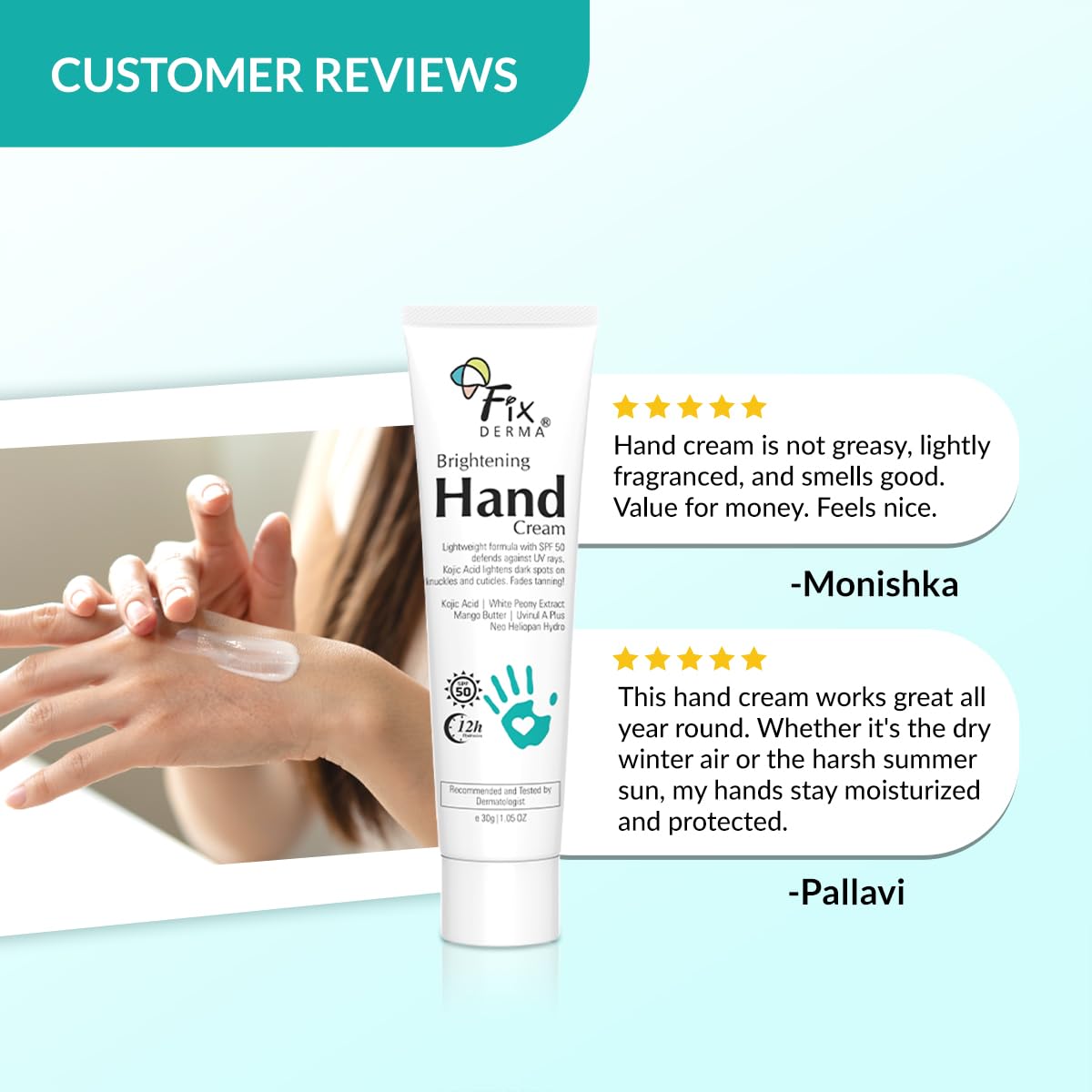 FIXDERMA BRIGHTENING HAND CREAM FOR WOMEN & MEN CREAM FOR ITCHY HAND 30GM