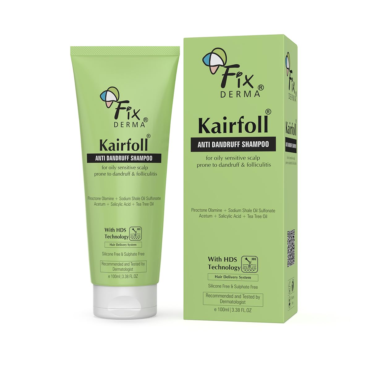 FIXDERMA KAIRFOLL ANTI DANDRUFF SHAMPOO RELIEVES SCALP IRRITATION FROM THE FIRST WASH 100ML