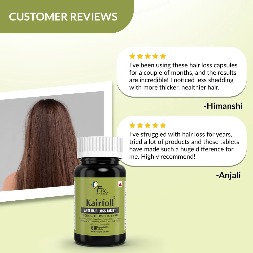 FIXDERMA KAIRFOLL ANTI HAIR LOSS TABLET BIOTIN TABLETS TO STOP HAIR LOSS & THINNING 60 TABLETS