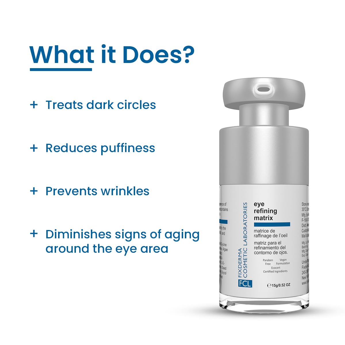 FIXDERMA FCL EYE REFINING MATRIX UNDER EYE CREAM FOR DARK CIRCLES, PUFFINESS & FINE LINES 15GM