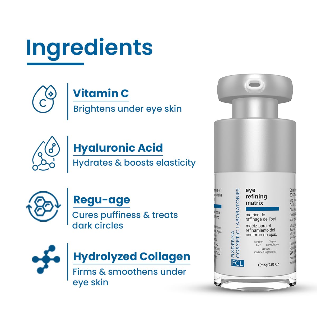 FIXDERMA FCL EYE REFINING MATRIX UNDER EYE CREAM FOR DARK CIRCLES, PUFFINESS & FINE LINES 15GM