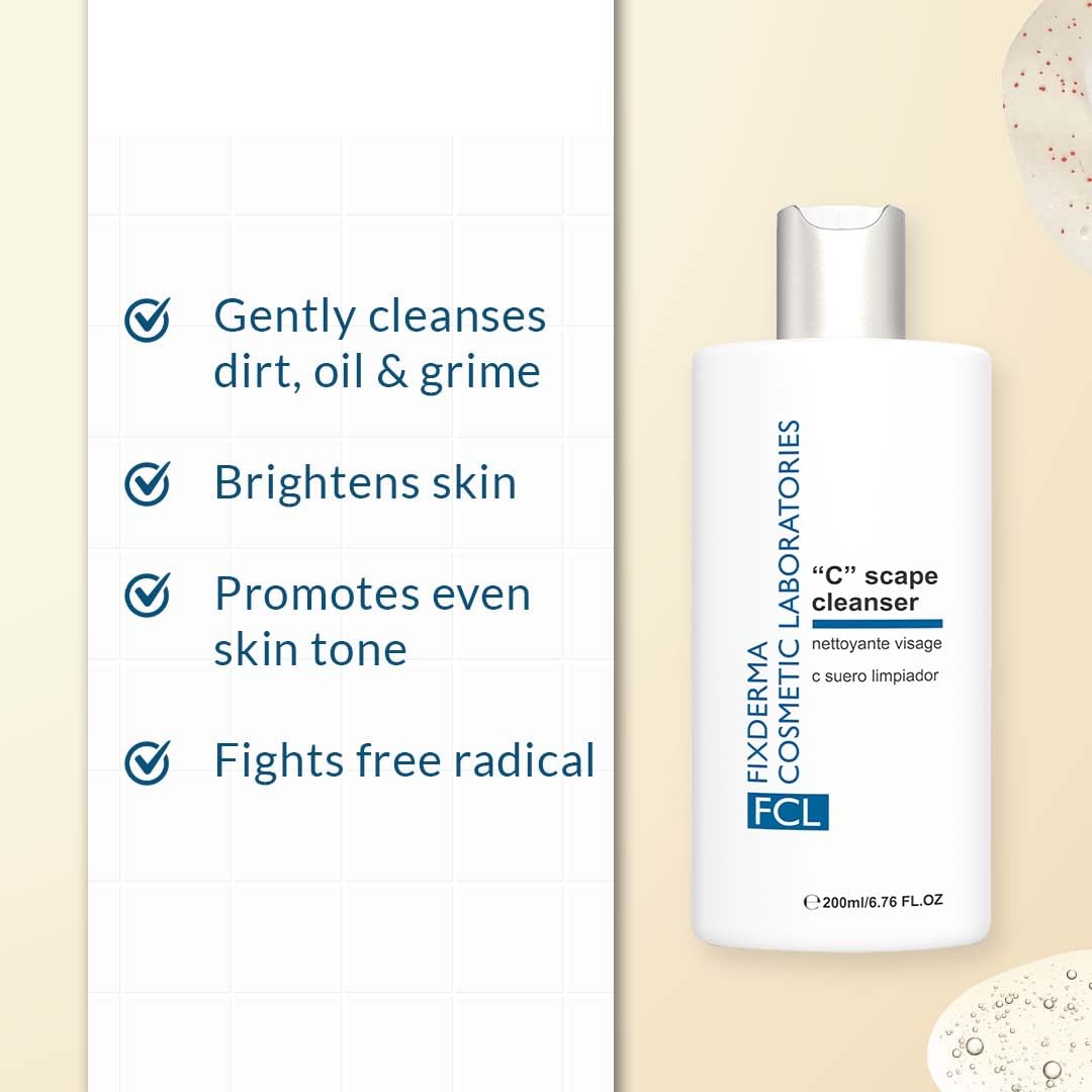 FIXDERMA FCL C-SCAPE CLEANSER, VITAMIN C CLEANSER, BRIGHTENING FACE WASH 200ML