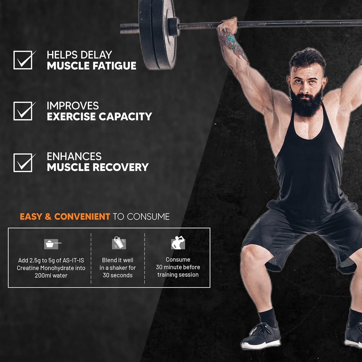 AS-IT-IS NUTRITION 100% CREATINE MONOHYDRATE, PURE 2.5G MICRONIZED POWDER UNFLAVOURED 250GM