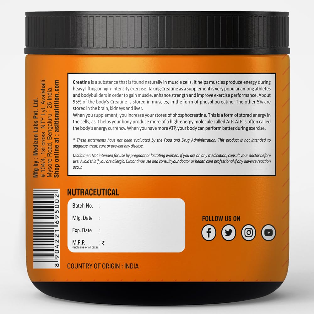 AS-IT-IS NUTRITION 100% CREATINE MONOHYDRATE, PURE 2.5G MICRONIZED POWDER UNFLAVOURED 150GM