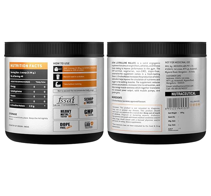 AS-IT-IS ATOM L CITRULLINE MALATE 2:1- 0 SUGAR 100GM