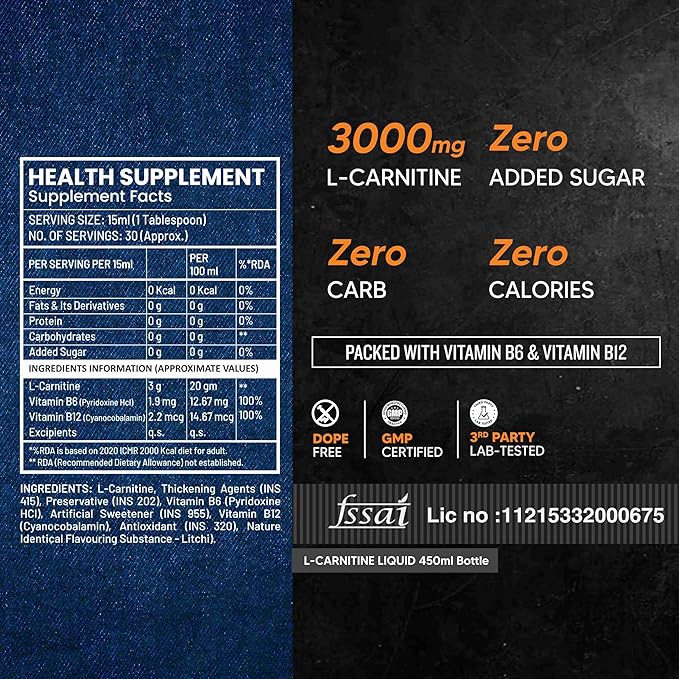 AS-IT-IS NUTRITION ATOM L- CARNITINE LIQUID HELPS CONVERT FAT INTO ENERGY LITCHI FLAVOUR 450ML