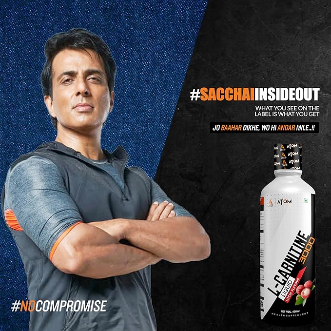 AS-IT-IS NUTRITION ATOM L- CARNITINE LIQUID HELPS CONVERT FAT INTO ENERGY LITCHI FLAVOUR 450ML