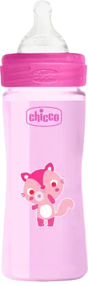 CHICCO WB COLOURED  FEEDING BOTTLE 2M+ PINK GIRL 250ML