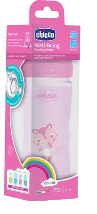 CHICCO WB COLOURED  FEEDING BOTTLE 2M+ PINK GIRL 250ML