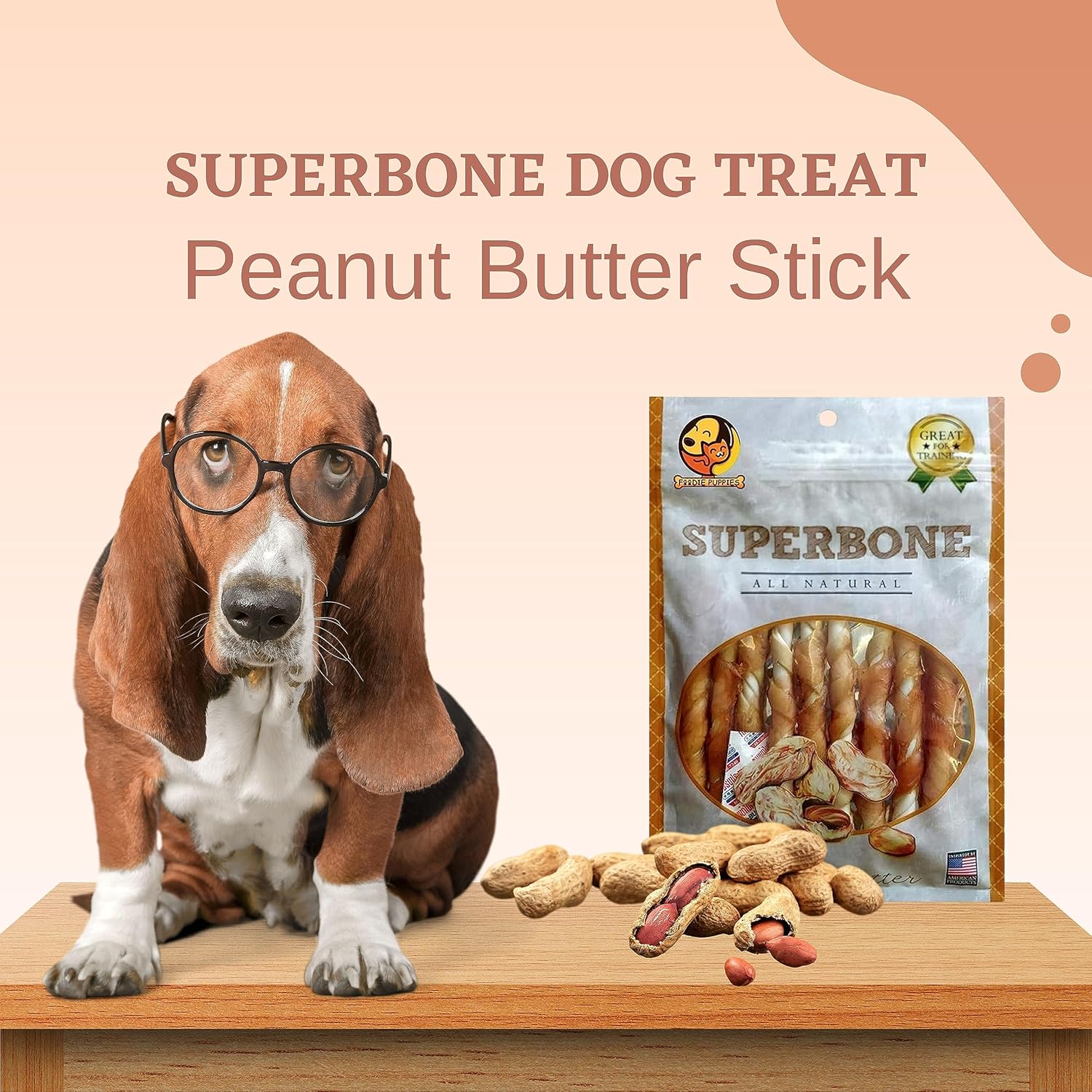 FOODIE PUPPIES SUPERBONE ALL NATURAL CHICKEN STICKS DOG TREAT PEANUT BUTTER 140GM