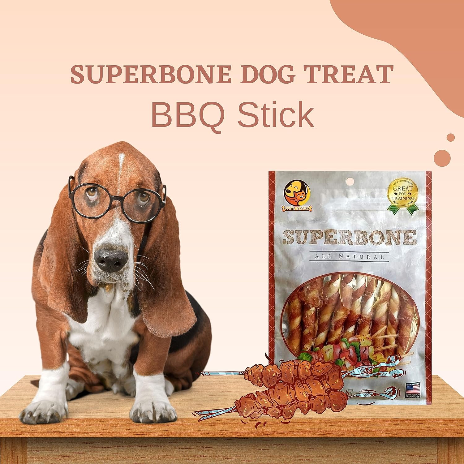 FOODIE PUPPIES SUPERBONE ALL NATURAL CHICKEN STICKS DOG TREAT BBQ 140GM
