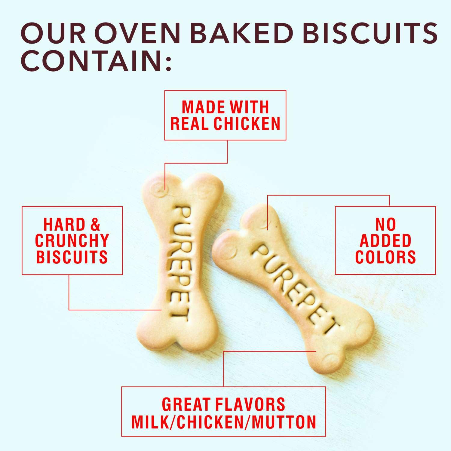 PUREPET DOG BISCUIT TREATS REAL CHICKEN FLAVOUR FOR ALL LIFE STAGES 800GM