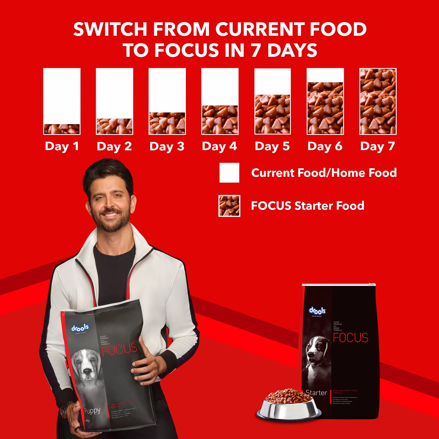 DROOLS FOCUS STARTER SUPER PREMIUM DRY DOG FOOD, CHICKEN FLAVOUR, 1.2KG