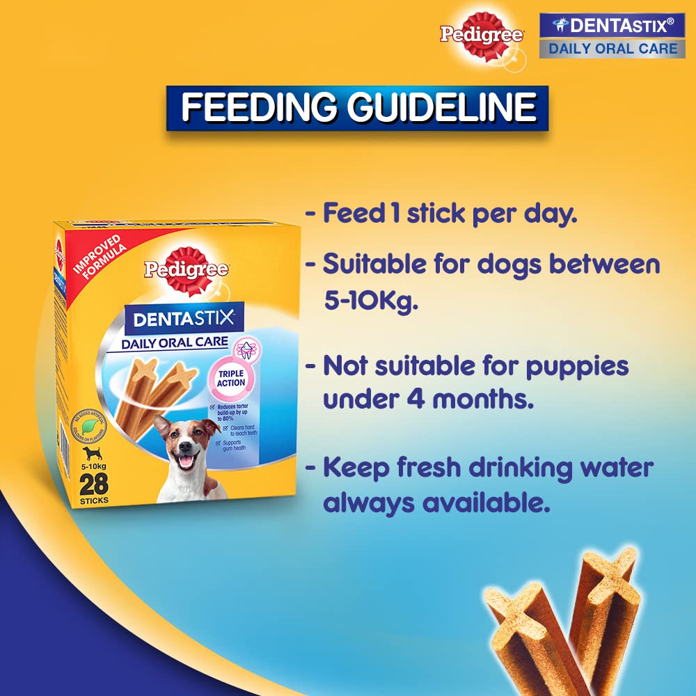 PEDIGREE DENTASTIX ORAL CARE DOG TREAT STICK, ADULT SMALL BREED (5-10 KG), 110GM