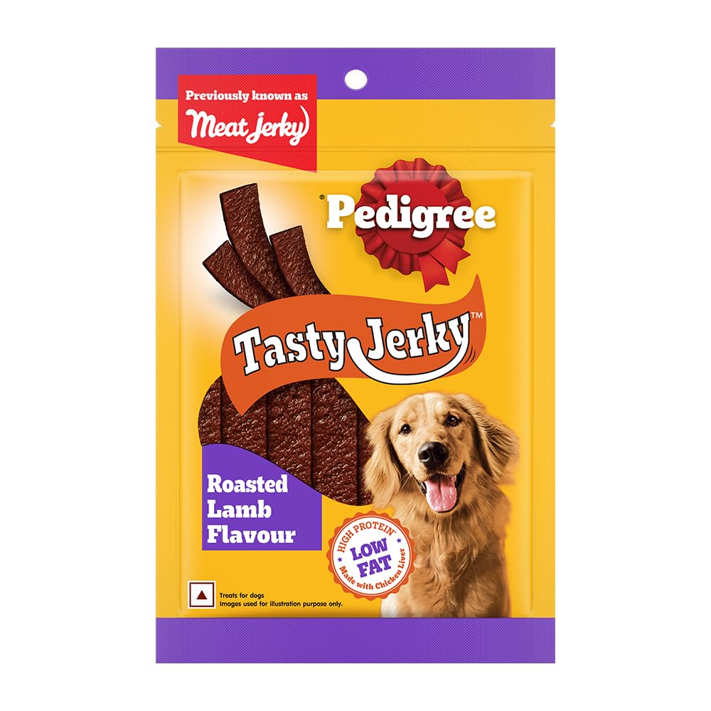 PEDIGREE TASTY JERKY ROASTED LAMB FLAVOUR DOG TREAT, JERKY-STYLE TREATS FOR BONDING 70GM