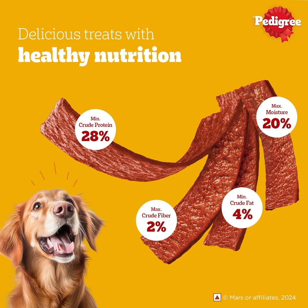 PEDIGREE TASTY JERKY ROASTED LAMB FLAVOUR DOG TREAT, JERKY-STYLE TREATS FOR BONDING 70GM