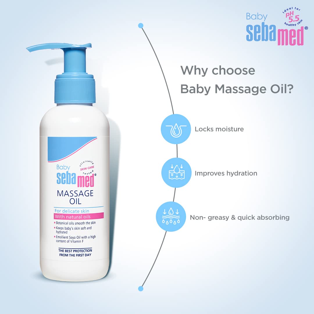 SEBAMED BABY MASSAGE OIL| WITH SOYA OIL|NON- GREASY|IDEAL FOR NEWBORN |150 ML