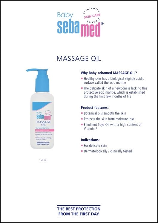 SEBAMED BABY MASSAGE OIL| WITH SOYA OIL|NON- GREASY|IDEAL FOR NEWBORN |150 ML