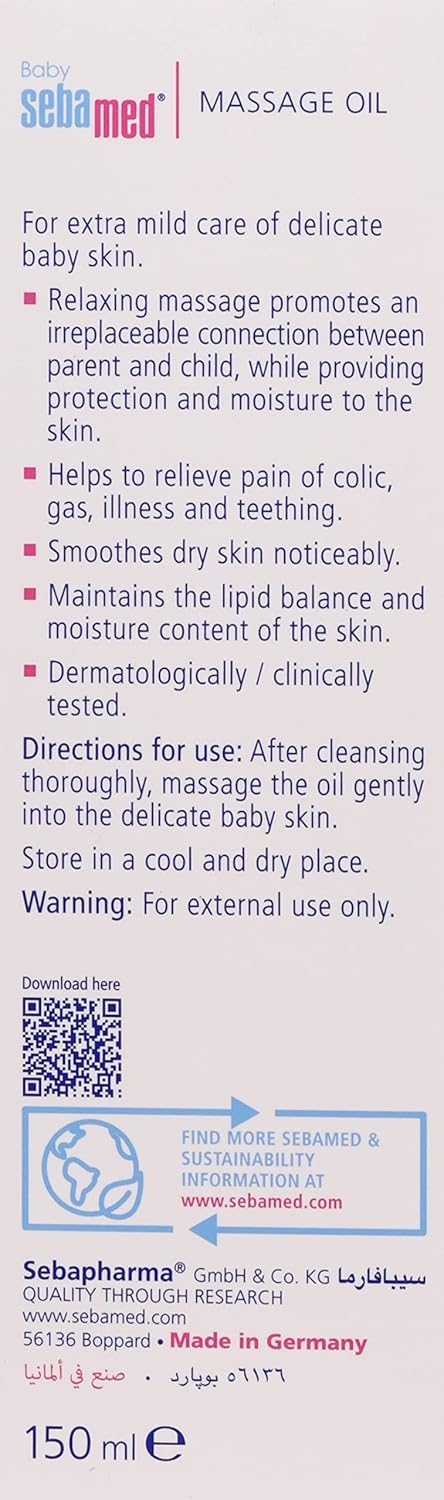 SEBAMED BABY MASSAGE OIL| WITH SOYA OIL|NON- GREASY|IDEAL FOR NEWBORN |150 ML