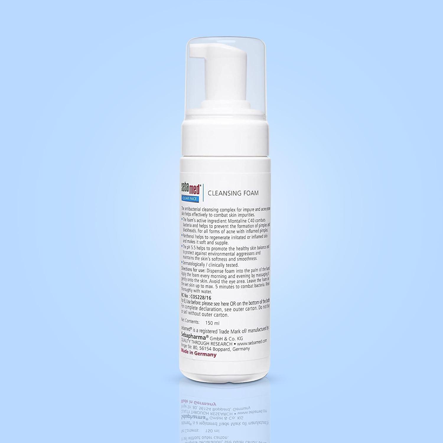 SEBAMED CLEAR FACE CLEANSING FOAM| PH 5.5 | COMBATS PIMPLES WITH MONTALINE C40 150ML
