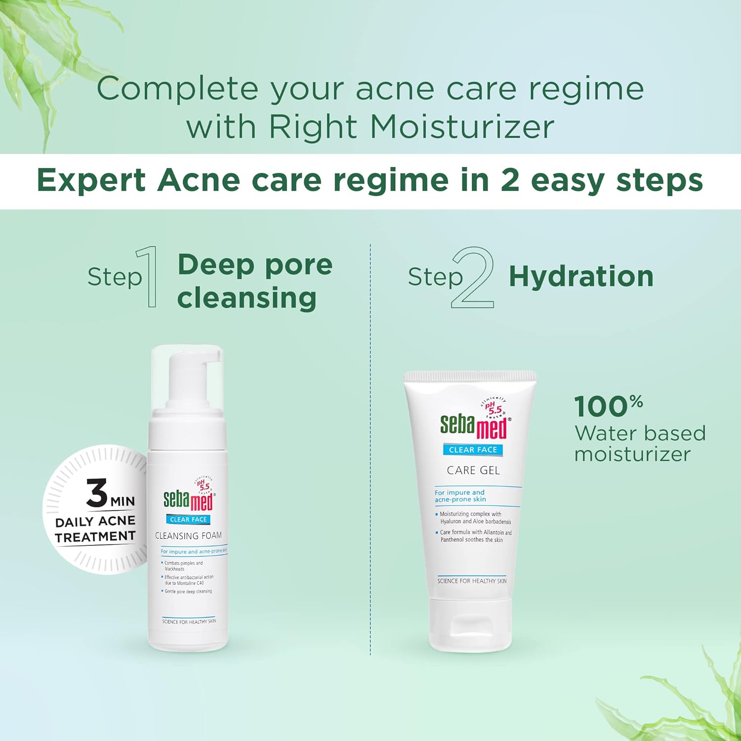 SEBAMED CLEAR FACE CARE GEL | PH 5.5 |NON-STICKY MOISTURIZER WITH HYALURONIC ACID, ALOE VERA 50ML