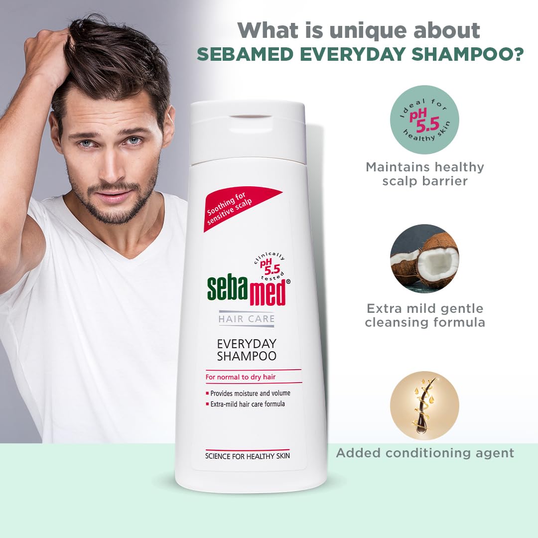 SEBAMED EVERYDAY SHAMPOO |PH 5.5|SOOTHING FOR SENSITIVE SCALP| NORMAL TO DRY SCALP 200ML