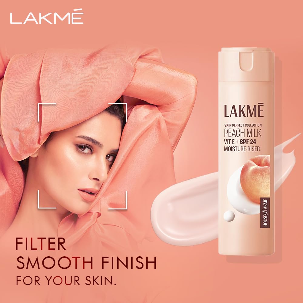 LAKME PEACH MILK CERAMIDE LOTION MOISTURIZER WITH SPF 24 & HYALURONIC FOR INTENSE MOISTURIZING 120ML
