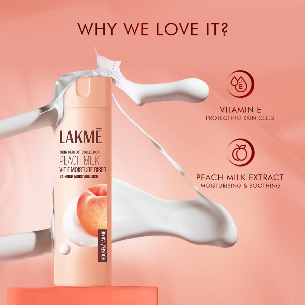 LAKME PEACH MILK FACE MOISTURIZER DAILY LIGHTWEIGHT LOTION WITH VITAMIN C & VITAMIN E 120ML