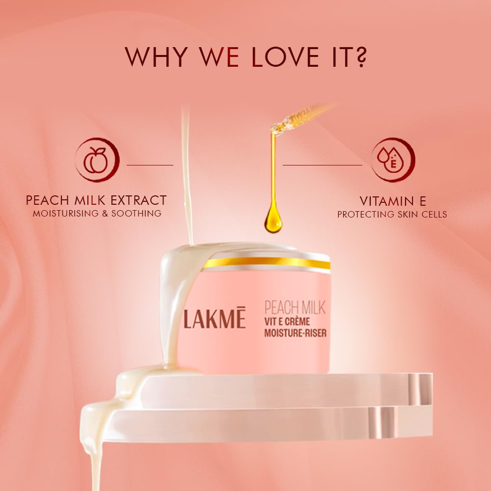 LAKME PEACH MILK SOFT CRÈME MOISTURIZER FOR FACE DAILY LIGHTWEIGHT WHIPPED CREAM 100GM